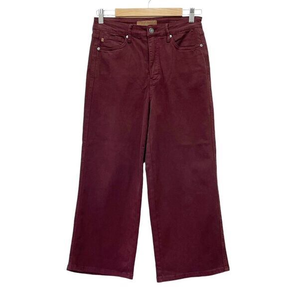 Judy Blue Jeans High Rise Cropped Wide Leg Jean in Oxblood Burgundy Size 28 | 6 - Picture 2 of 16